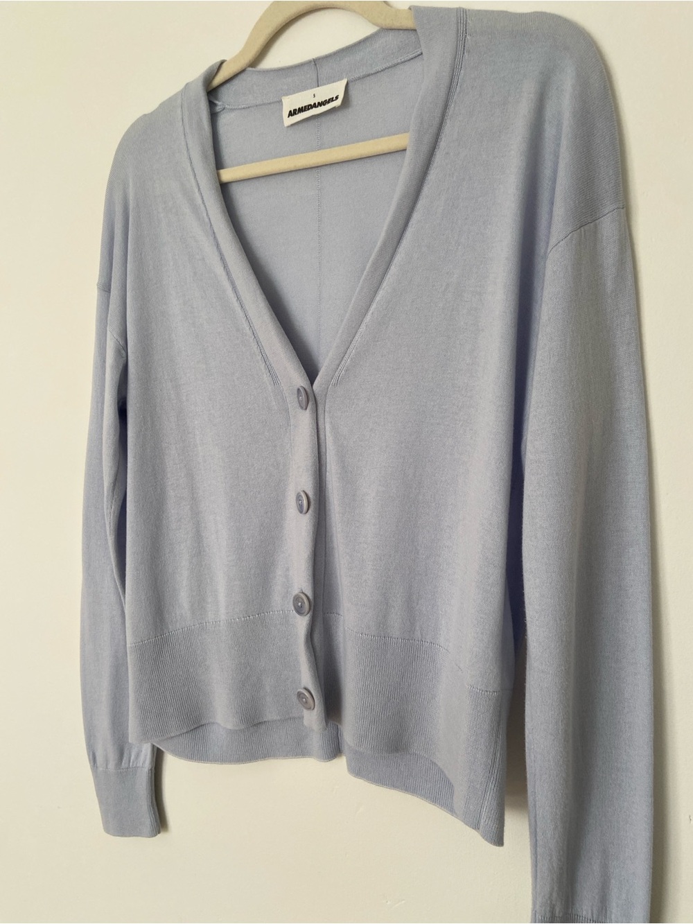 Armedangels Odinaa Cardigan Classic V Neck Button Up Relaxed Light Blue Small - Picture 10 of 11